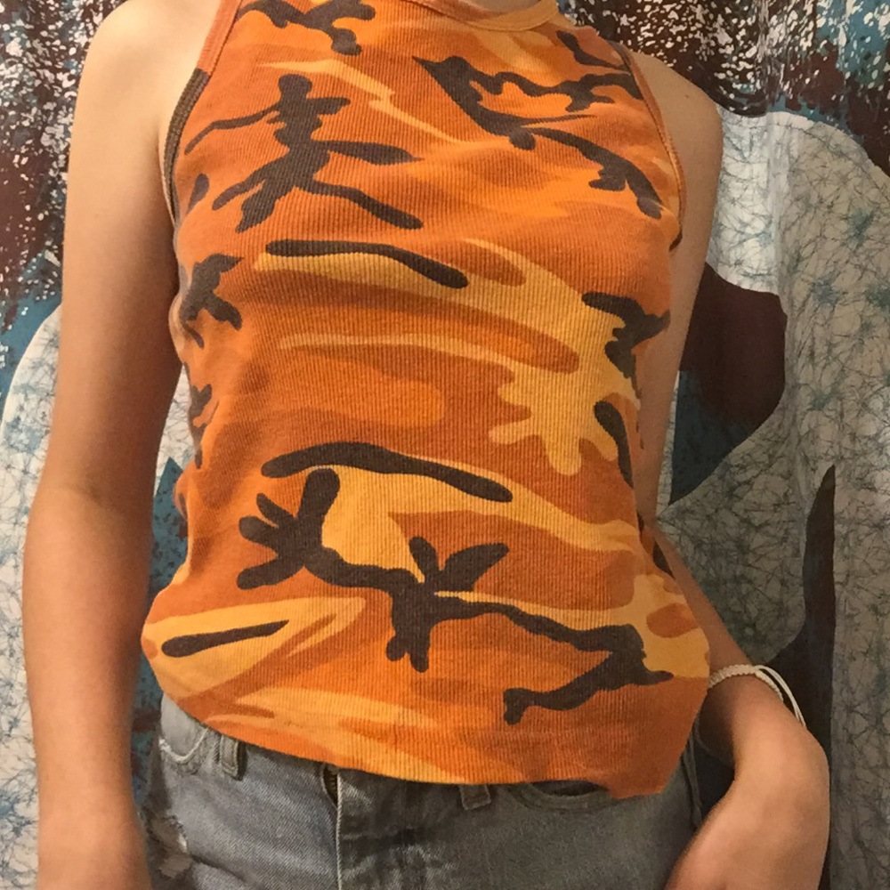 Orange camo tank top